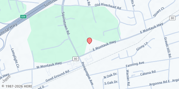 Map showing St. Rosalie's Food Pantry at 31 E. Montauk Highway, Hampton Bays, NY
