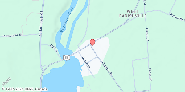 Map showing Helping Hands of Potsdam Soup Kitchen at 5868 State Route 56, Hannawa Falls, NY