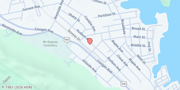 Map showing Catholic Charities Community Services of Rockland - Haverstraw at 78 Hudson Avenue, Haverstraw, NY