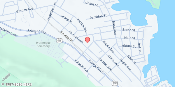 Map showing Charismatic Church Outreach Food Pantry at 87 Hudson Avenue, Haverstraw, NY