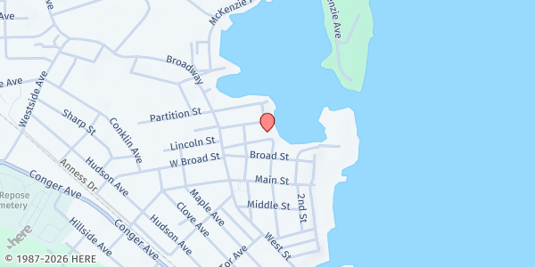 Map showing Fairmount Baptist Church Food Pantry at 39 Division Street, Haverstraw, NY