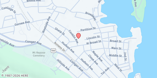 Map showing Haverstraw Center Food Pantry at 50 W. Broad St., Haverstraw, NY