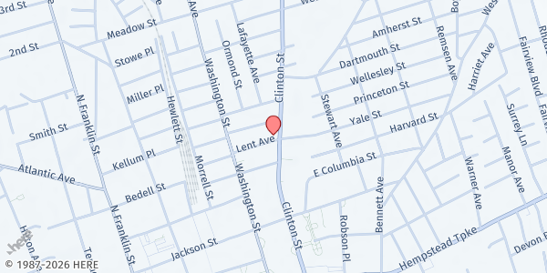 Map showing Agape Ministries FP at 281 Clinton St, Hempstead, NY