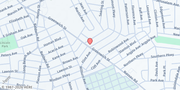 Map showing Community Service SDA at 265 Belmont Pkwy, Hempstead, NY