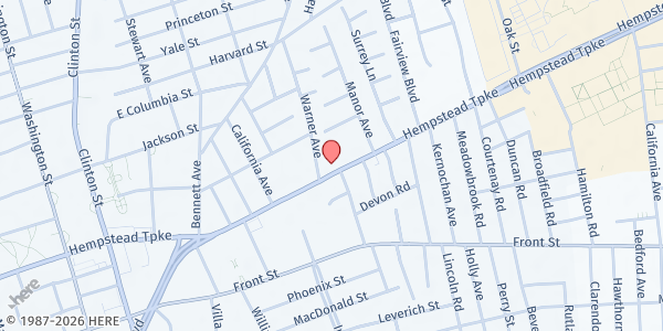 Map showing Harmony Healthcare Food Pantry at 619 Fulton Avenue, Hempstead, NY