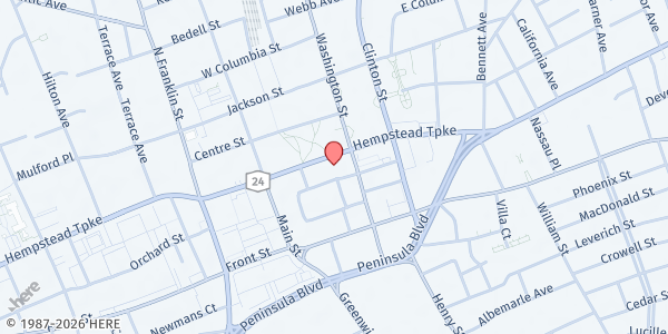 Map showing Hispanic Counseling Center, Inc. at 344 Fulton Avenue, Hempstead, NY