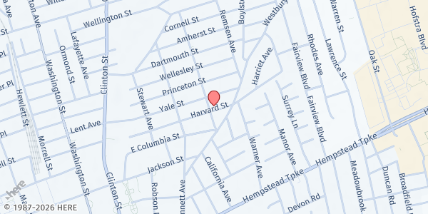 Map showing Iglesia Long Island Para Cristo, Inc. at 177 Harvard Street, Hempstead, NY