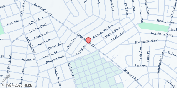 Map showing Iglesia Pentecostal de Hempstead at 600 Greenwich Street, Hempstead, NY