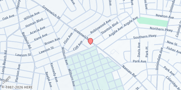 Map showing Iglesia Pentecostal de Hempstead at 600 Greenwich St., Hempstead, NY