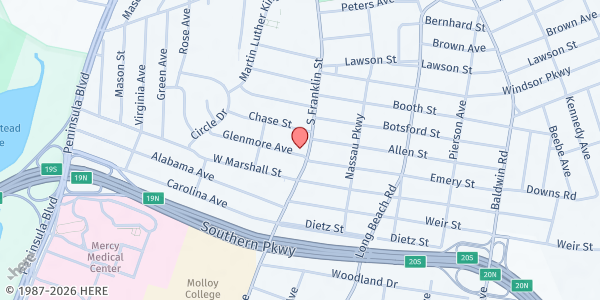 Map showing Massive Food Pantry - Hempstead at 475 S Franklin St., Hempstead, NY