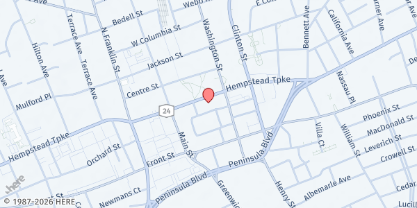 Map showing MCC Food Pantry at 334 Fulton Ave, Hempstead, NY