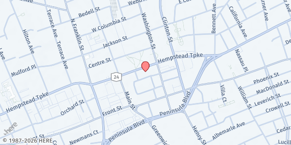 Map showing Miracle Christian Center at 334 Fulton Ave, Hempstead, NY