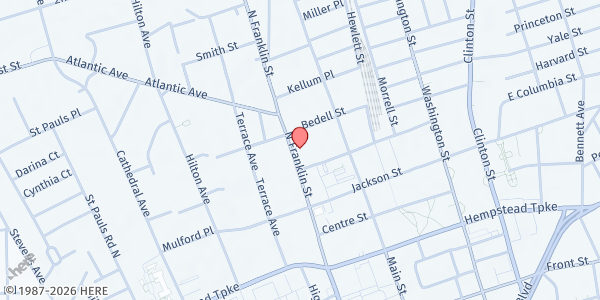 Map showing Nassau County W.I.C. Program - Hempstead at 160 N Franklin St, Hempstead, NY