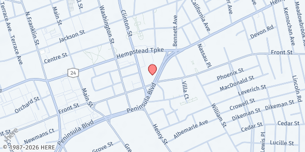 Map showing National Council of Negro Women - Hempstead at 60 Peninsula Blvd, Hempstead, NY