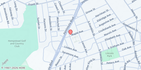 Map showing SHBC Missions at 81 Maple Ave, Hempstead, NY