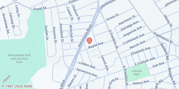 Map showing South Hempstead Baptist FP at 81 Maple Avenue, Hempstead, NY