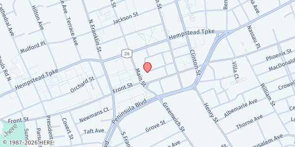 Map showing St. George's Episcopal Church at 319 Front St, Hempstead, NY
