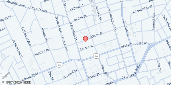 Map showing The Hempstead Community Action Program at 134 Jackson Street, Hempstead, NY