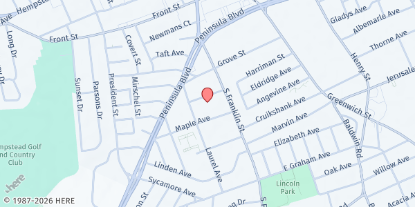 Map showing Union Baptist Church at 24 Clinton C. Boone Place, Hempstead, NY