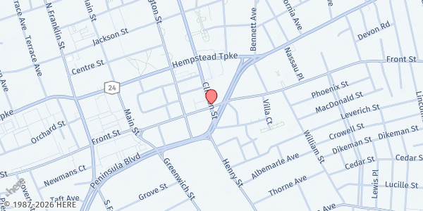 Map showing Union Baptist Church at 24 Clinton C., Hempstead, NY