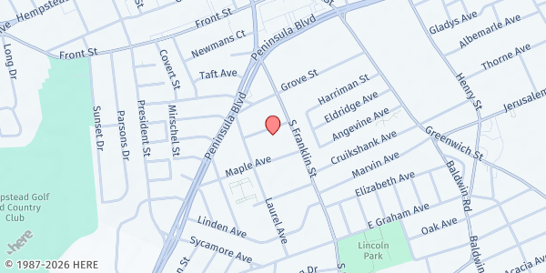 Map showing Union Baptist Church at 24 Clinton C. Boone Place, Hempstead, NY