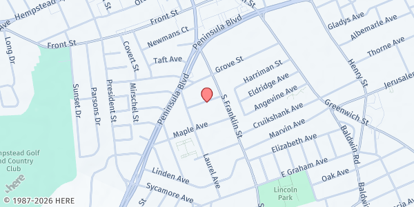 Map showing Union Baptist Church at 24 Clinton C. Boone St, Hempstead, NY