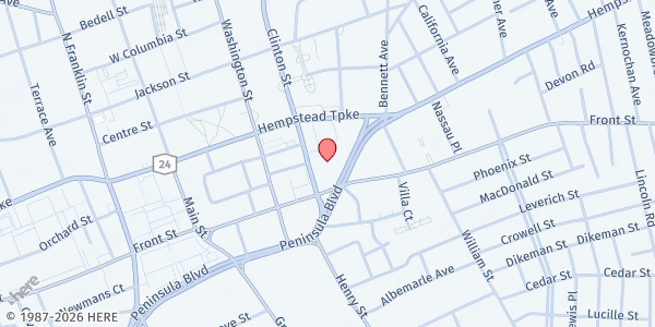 Map showing United Way of LI/Youthbuild LI - Hempstead at 50 Clinton Street, Suite 400, Hempstead, NY