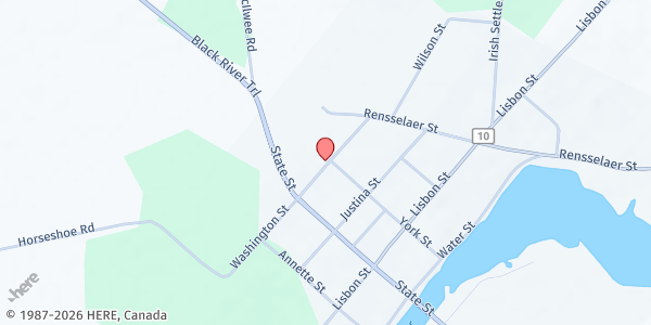 Map showing Heuvelton School Pantry at 87 Washington Street, Heuvelton, NY