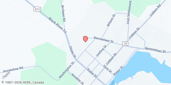 Map showing Heuvelton School Pantry at 87 Washington St, Heuvelton, NY