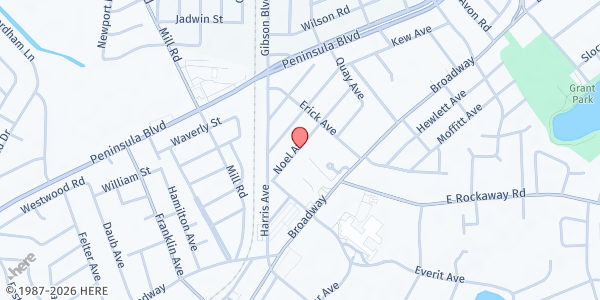 Map showing St. Joseph Food Pantry at 1369 Noel Ave, Hewlett, NY