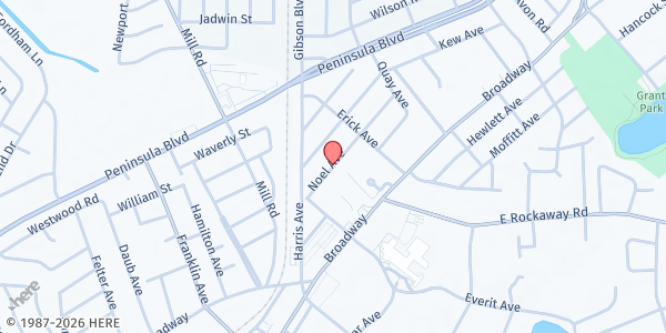 Map showing St. Joseph SVDP at 1369 Noel Avenue, Hewlett, NY