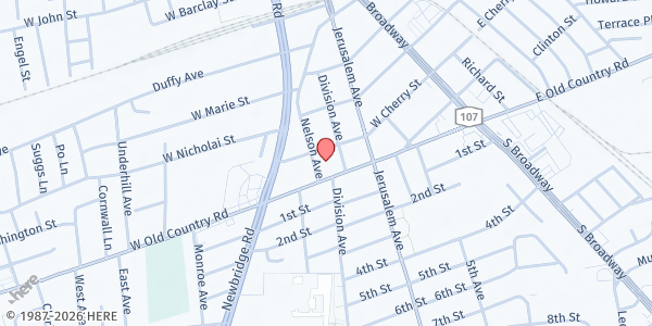 Map showing Hicksville U.M.C. at 130 W Old Country Road, Hicksville, NY