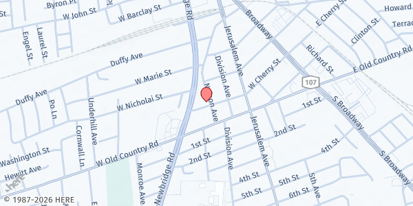 Map showing Hicksville United Methodist Church Food Pantry at 113 W Cherry St, Hicksville, NY