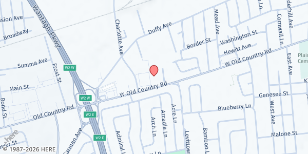 Map showing LI Drum Center at 86 Tec Street, Hicksville, NY