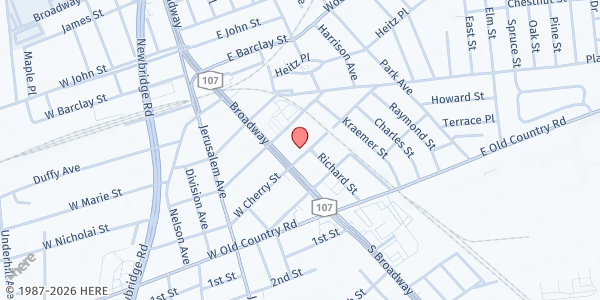Map showing St. Ignatius Food Pantry at 20 East Cherry Street, Hicksville, NY