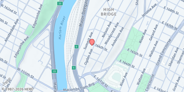 Map showing Bridge Builders Community Partnership - Highbridge at 156 West 164th Street, Highbridge, NY