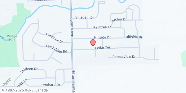 Map showing Curbside Market-Cedar Hill Terrace at 46 Cedar Terrace, Hilton, NY