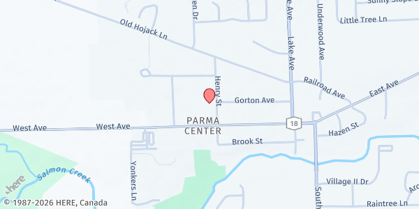 Map showing Hilton Parma Emergency Food Shelf - Food Distribution Center at 59 Henry Street, Hilton, NY