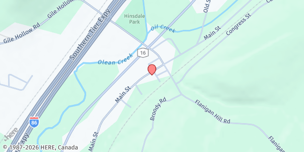 Map showing HINSDALE / ISCHUA FOOD PANTRY at 3826 MAIN ST, HINSDALE, NY