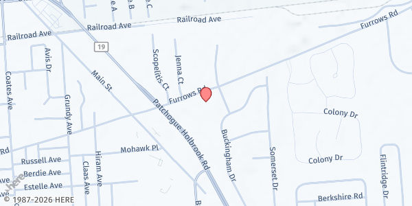 Map showing Abundant Life Church Of God at 440 Furrows Road, Holbrook, NY