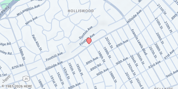 Map showing Haitian Americans United for Progress, Inc. at 197-17 Hillside Avenue, Hollis, NY