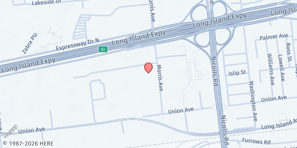 Map showing Iglesia Cristiana Getsemani at 182 Morris Ave, Holtsville, NY