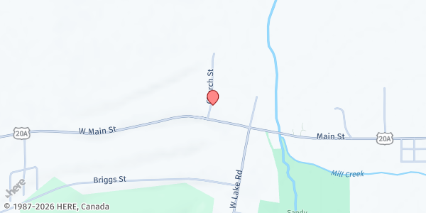 Map showing Community Food Pantry - Honeoye at 8758 Main Street, Honeoye, NY