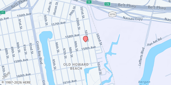 Map showing Our Lady of Grace Food Pantry at 158-10 101ST ST., HOWARD BEACH, NY