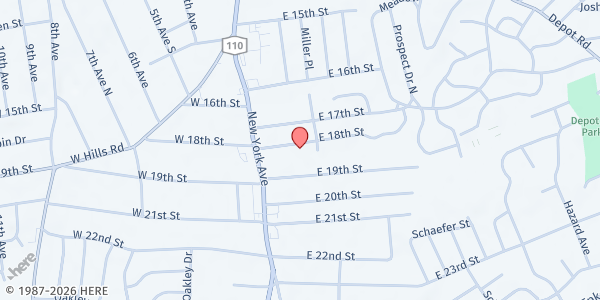 Map showing Gloria Dei (Formerly The Refuge) at 22 East 18th Street, Huntington Station, NY
