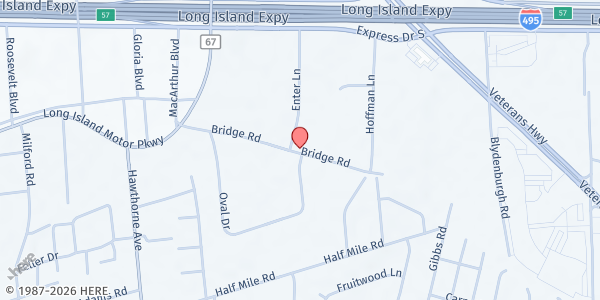 Map showing American Pool at 107 Bridge Road, Islandia, NY