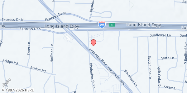 Map showing ECLI & VIBES Food Pantry at 1707 Veterans Memorial Hwy, Islandia, NY