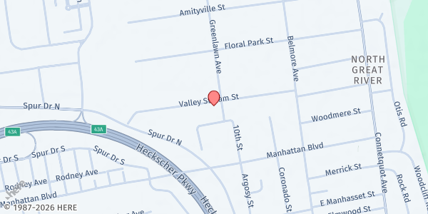 Map showing St. Peter the Apostle Church at 94 Valley Stream St., Islip Terrace, NY