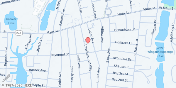 Map showing Islip Library at 71 Monell Avenue, Islip, NY