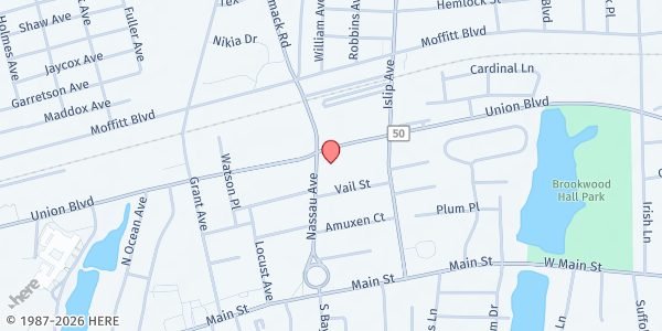 Map showing Trinity Lutheran Church at 111 Nassau Avenue, Islip, NY